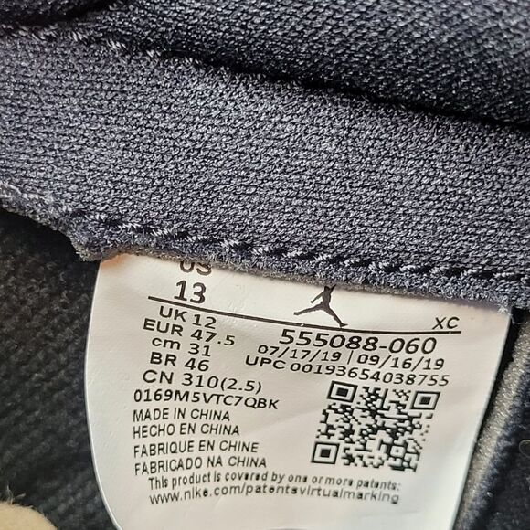 Nike Air Jordan Retro 1 High "Black Satin Gym Red "555088-060 Sneaker Size 13 - Picture 9 of 10